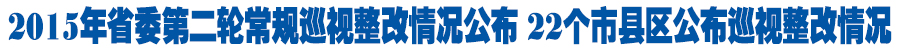2015年省委第二轮常规巡视整改情况公布 22个市县区公布巡视整改情况 