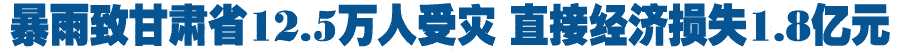 暴雨致甘肃省12.5万人受灾 直接经济损失1.8亿元