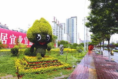 绿植红花扮靓兰州马拉松赛道（图）