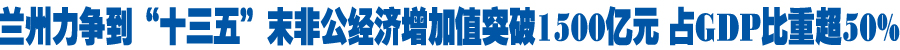 兰州力争到“十三五”末非公经济增加值突破1500亿元 占GDP比重超50%