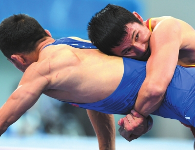 全运会甘肃军团收获第四金 甘肃省摔跤名将叶尔兰别克 ·卡泰“秒胜 ”对手夺冠（图）