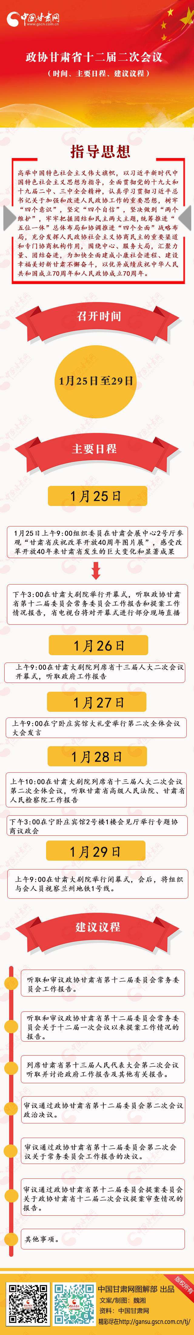 图解：政协甘肃省十二届二次会议（时间、主要日程） 