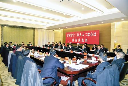 甘肃省十三届人大二次会议的陇南代表团讨论两院工作报告