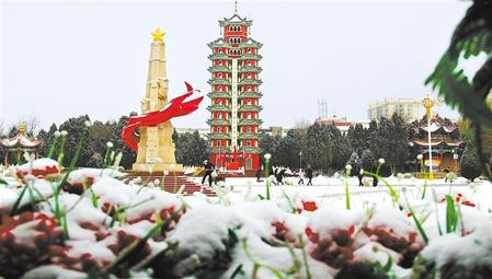 白银会宁县迎来今春首场降雪（图）