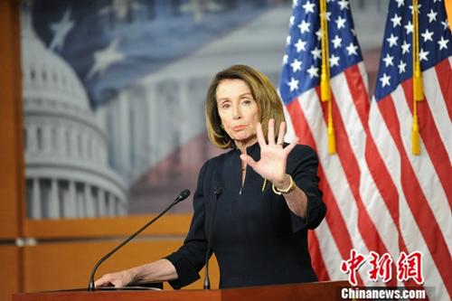 资料图:美国国会众议长、民主党人佩洛西。<a target='_blank' data-cke-saved-href='http://www.chinanews.com/' href='http://www.chinanews.com/'>中新社</a>记者 陈孟统 摄 点击进入下一页