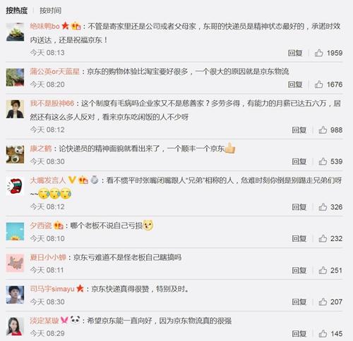 网友对京东调整褒贬不一。截图 网友对京东调整褒贬不一。截图