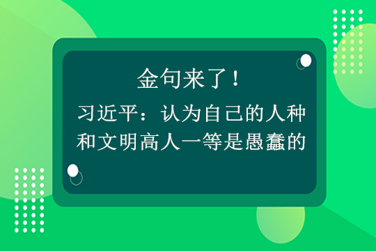 图解：金句来了！习近平：认为自己的人种和文明高人一等是愚蠢的