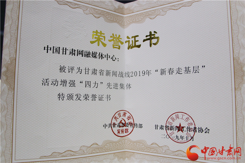 庆祝第20个记者节 中国甘肃网喜获表彰