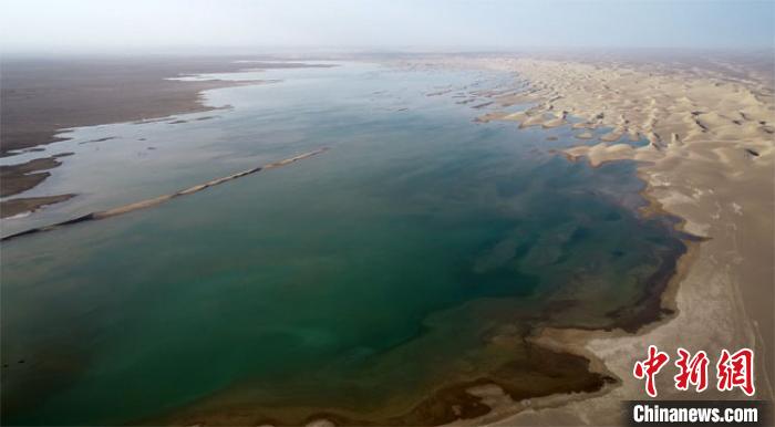 疏勒河河道生态水流经敦煌玉门关和西湖保护区到达尾闾,干涸消失300余年的疏勒河终端湖——哈拉奇重现于世,并形成5平方公里左右的宽广湖面,蔚为壮观。 钟欣 摄 疏勒河河道生态水流经敦煌玉门关和西湖保护区到达尾闾,干涸消失300余年的疏勒河终端湖——哈拉奇重现于世,并形成5平方公里左右的宽广湖面,蔚为壮观。 钟欣 摄