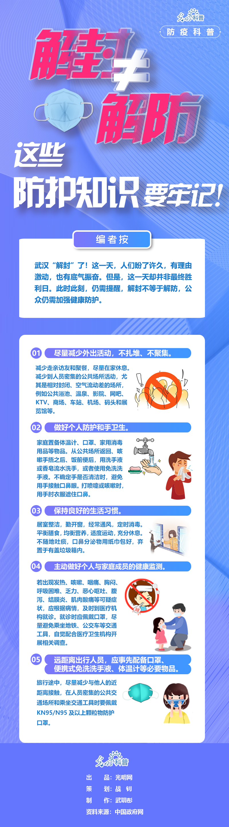 【防疫科普】解封不等于解防,这些防护知识要牢记! 【防疫科普】解封不等于解防,这些防护知识要牢记!