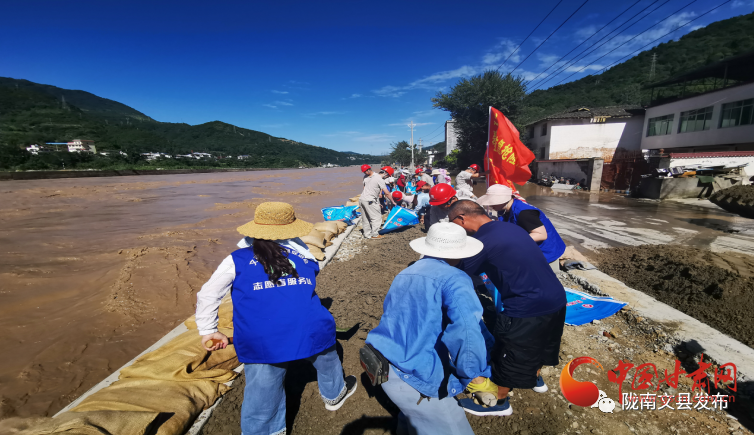 文县碧口：男女老少齐上阵 加固河堤战汛期