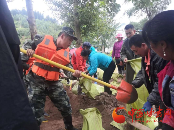 漳县：干群齐心抗洪灾