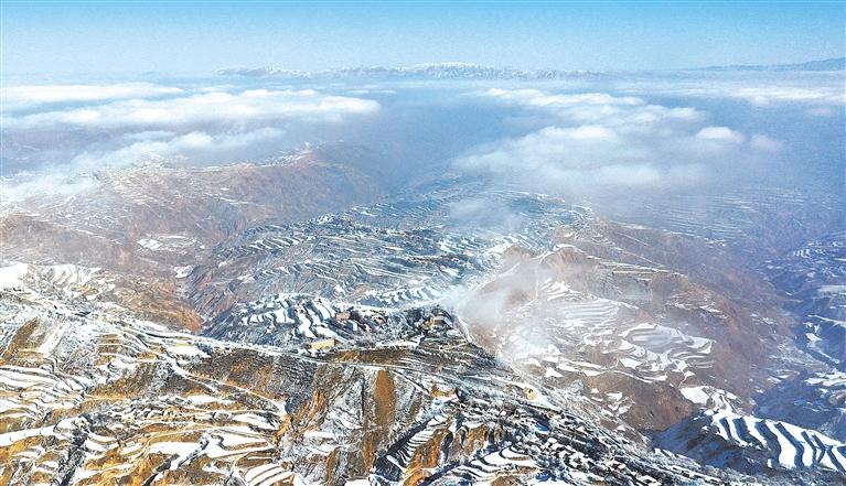 雪过天晴临夏州东乡县山乡银装素裹