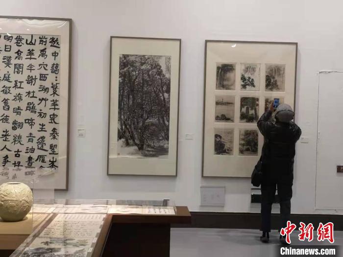 民众对着画作拍照。 童笑雨 摄 民众对着画作拍照。 童笑雨 摄