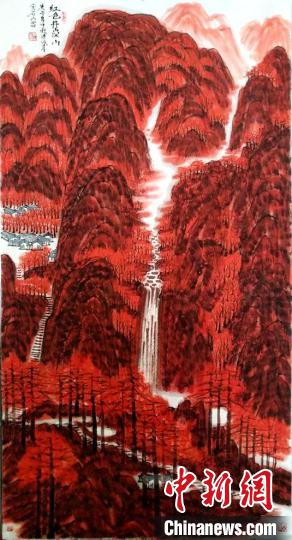 谢石山画作《红色井冈山》。受访者供图