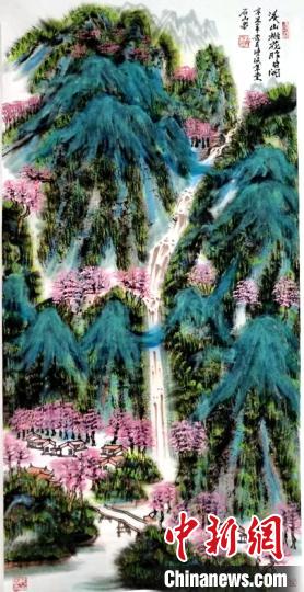 谢石山画作《溪山桃花昨日闲》。受访者供图 谢石山画作《溪山桃花昨日闲》。受访者供图