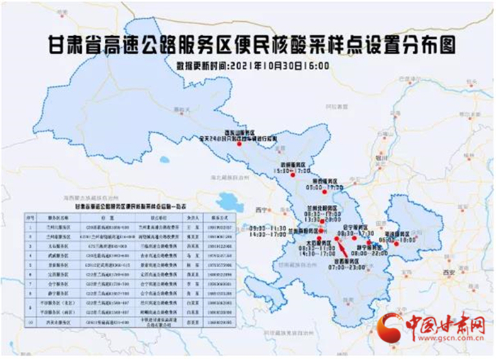 【甘快看】甘肃省高速公路服务区免费核酸检测点增至11处 详细位置请驾驶员查收