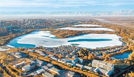 张掖市甘州区芦水湾生态旅游景区冬雪冰湖