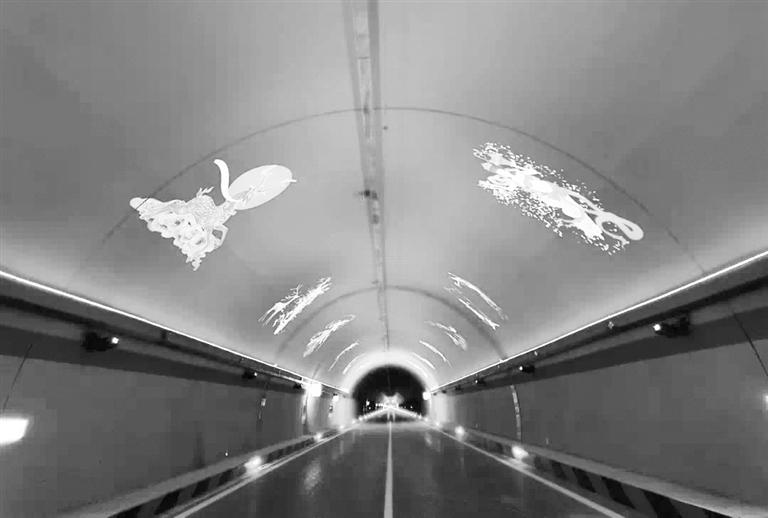 飛天壁畫 沙漠駝隊 景觀照明系統點“靚”敦當高速阿爾金山隧道