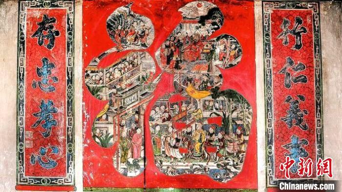 图为福建省三明市尤溪县经通村延陵堂上的“福”字壁画。 梁文斌 摄 图为福建省三明市尤溪县经通村延陵堂上的“福”字壁画。 梁文斌 摄