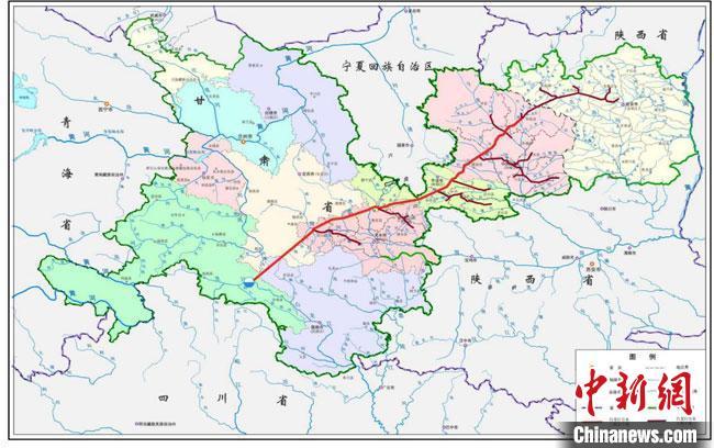 图为白龙江引水工程规划管网图。　甘肃省水利厅供图
