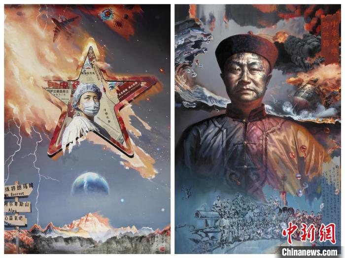 左为《星光永恒》,右为《中华英雄邓世昌》 中国国家博物馆供图 左为《星光永恒》,右为《中华英雄邓世昌》 中国国家博物馆供图