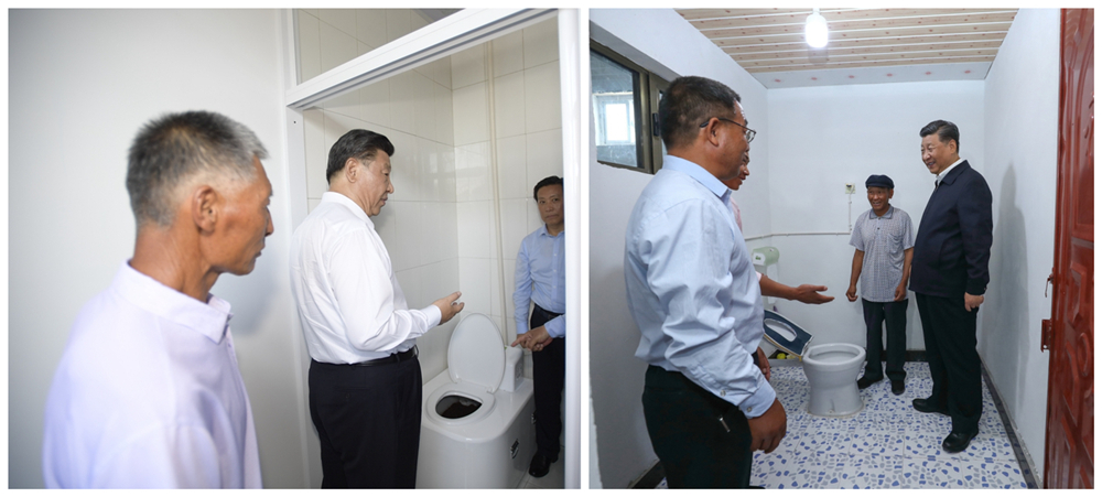 左图:2019年7月15日,习近平总书记在内蒙古自治区赤峰市喀喇沁旗河南街道马鞍山村村民张国利家考察。右图:2019年8月21日,习近平总书记在甘肃省古浪县黄花滩生态移民区富民新村村民李应川家考察。
