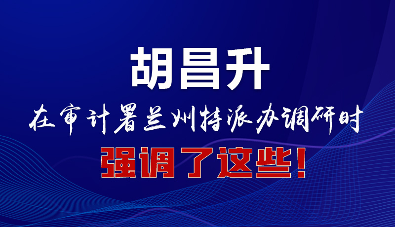 图解|胡昌升在审计署兰州特派办调研时强调了这些！