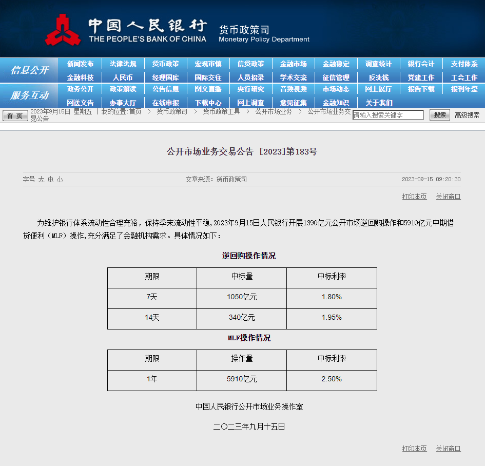 人民银行官网截图