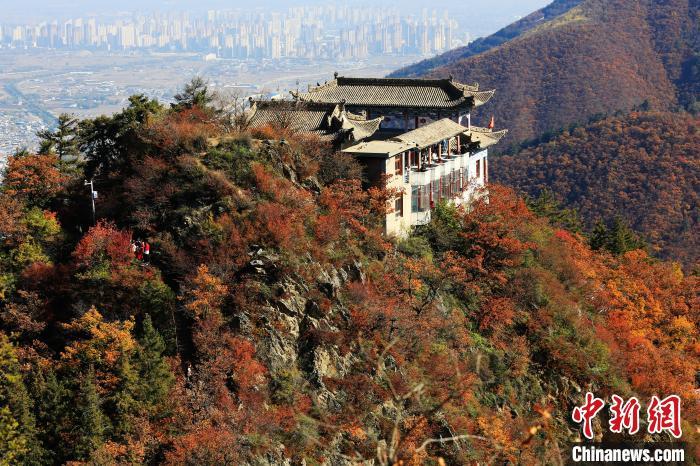 深秋，位于兰州市榆中县的兴隆山，漫山遍野成五彩颜色。张天宝 摄