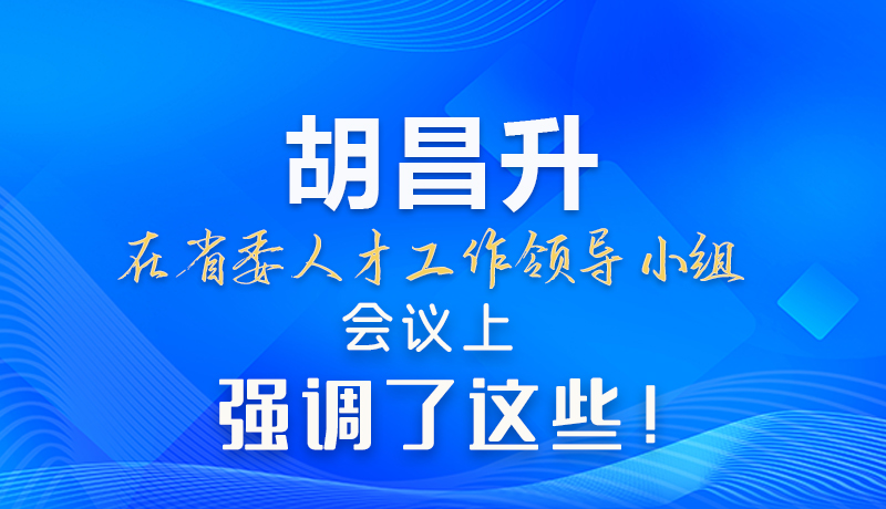 【甘快看】图解|胡昌升在省委人才工作领导小组会议上强调了这些！