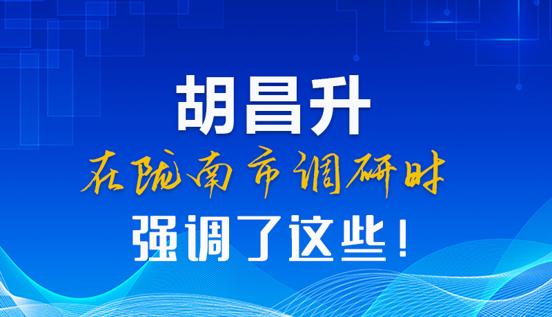 【甘快看】图解|胡昌升在陇南市调研时强调了这些