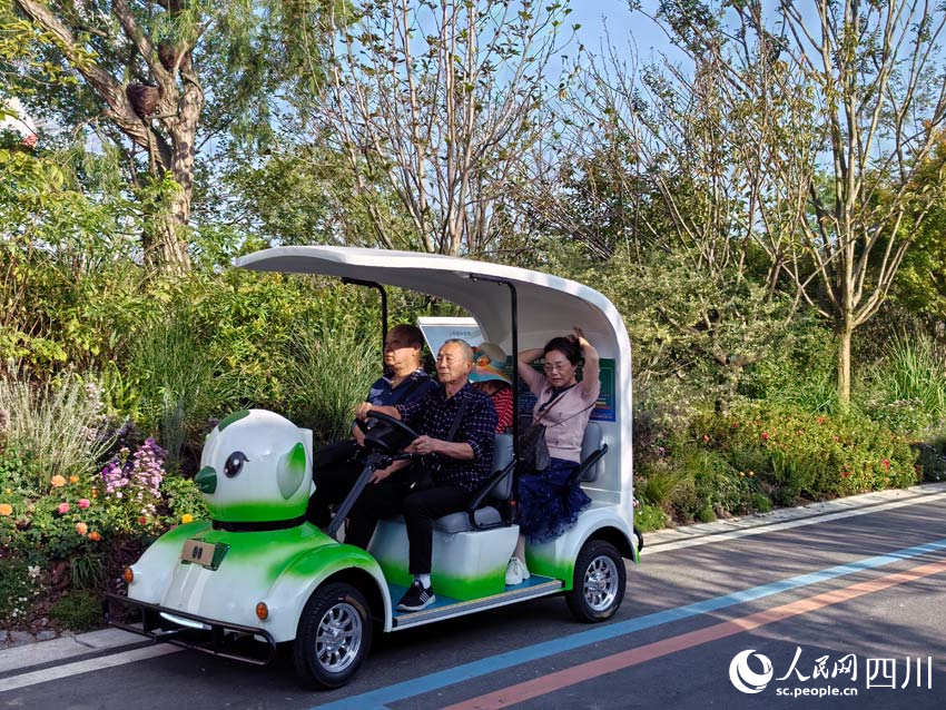 坐上萌萌的小车,进行美美的游览。人民网记者 刘海天摄