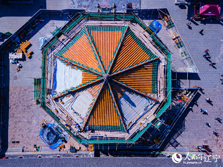 沈阳故宫大政殿等部分建筑进行维护保养