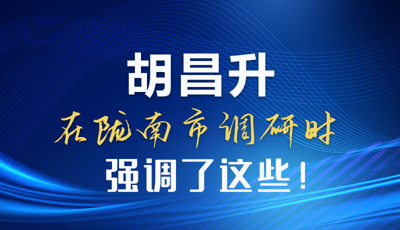 图解|胡昌升在陇南市调研时强调了这些！