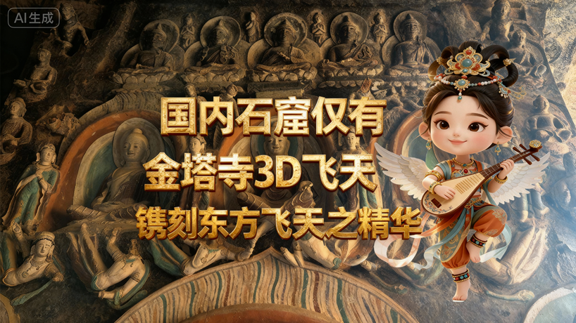 【何以中国·壁画里的中国】国内石窟仅有 金塔寺3D飞天 镌刻东方飞天之精华