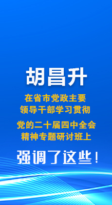 图解| 胡昌升在省市党政主要领导干部学习贯彻党的二十届四中全会精神专题研讨班上强调了这些！