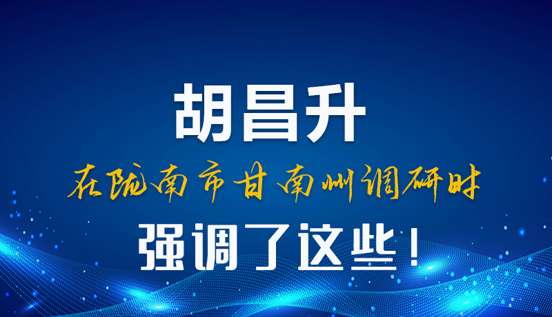 图解|胡昌升在陇南市甘南州调研时强调了这些！