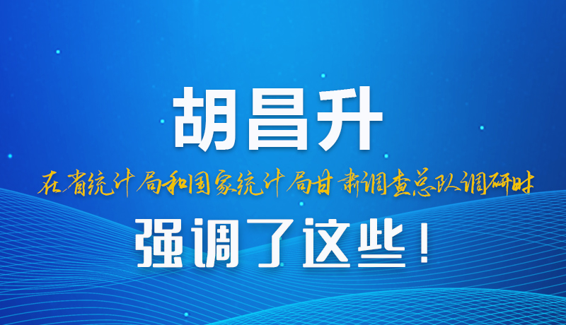 图解 |胡昌升在省统计局和国家统计局甘肃调查总队调研时强调了这些！