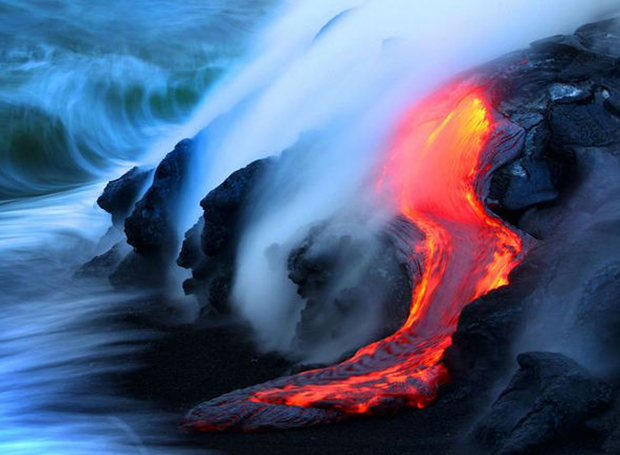 夏威夷灼热火山