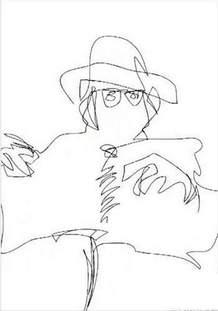 席勒附体了有没有!这是一张一笔画成的自画像.