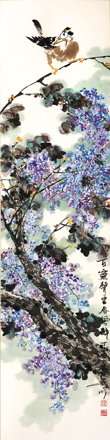 丝路彩岚清暑凝华吴定川花鸟画作品赏析