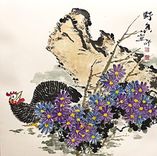 丝路彩岚清暑凝华吴定川花鸟画作品赏析