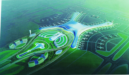 兰州新区中川机场三期扩建工程t3航站楼及交通枢纽中心效果图