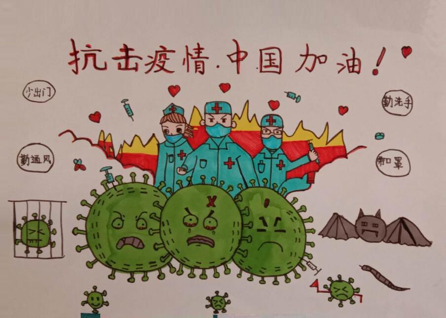 中国加油的学生画画图片