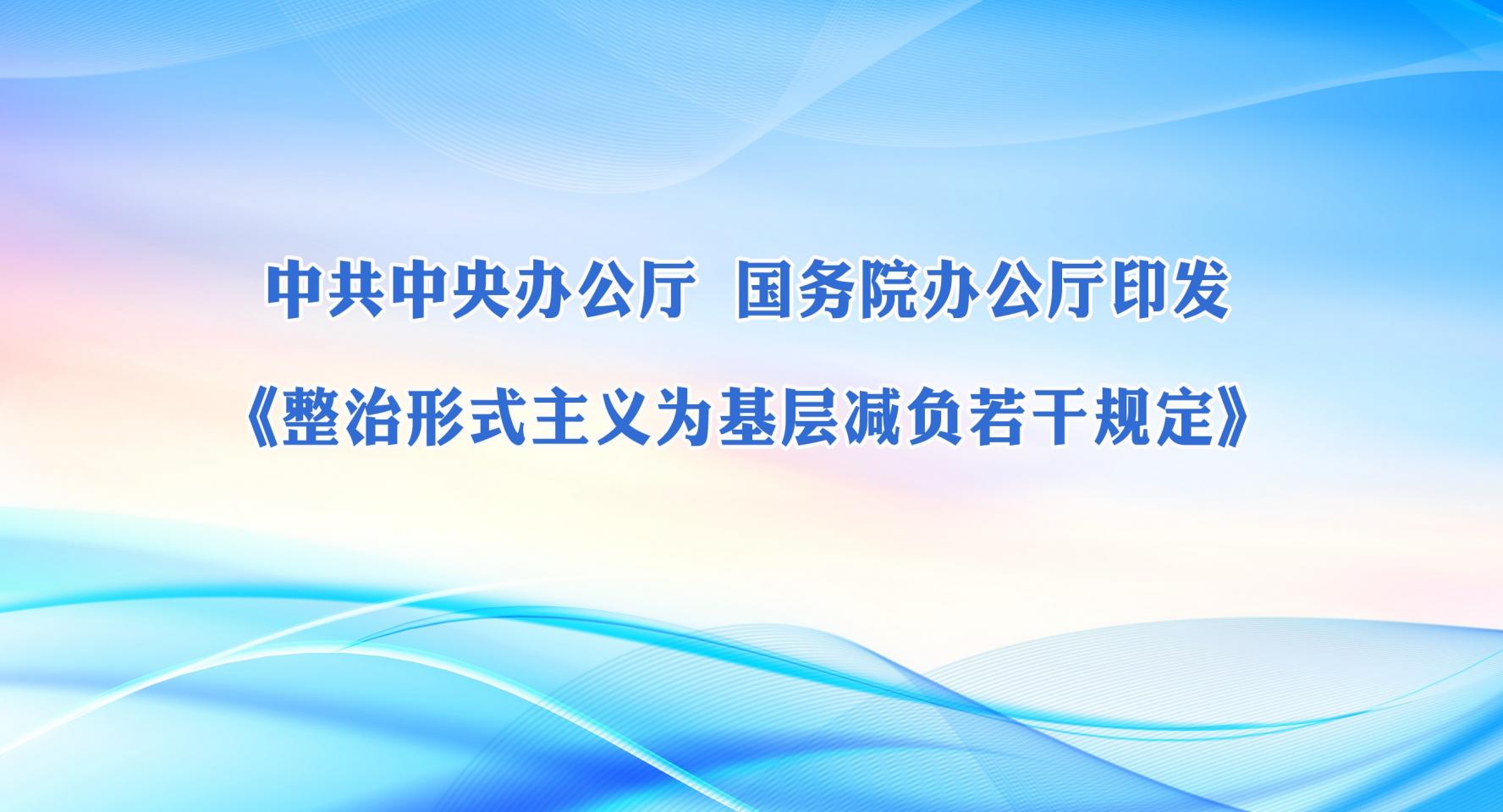 中共中央办公厅 国务院办公厅印发《整治形式主义为基层减负若干规定》
