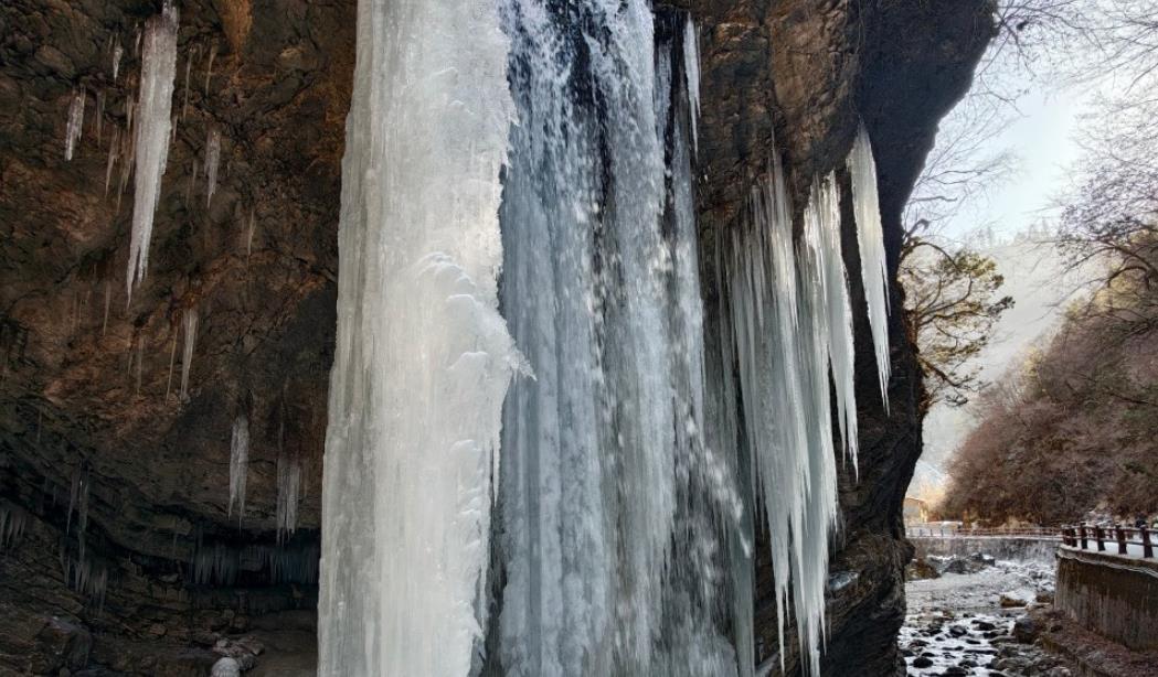 雪岭雾凇映冰帘 宕昌官鹅沟赏冰雪正当时