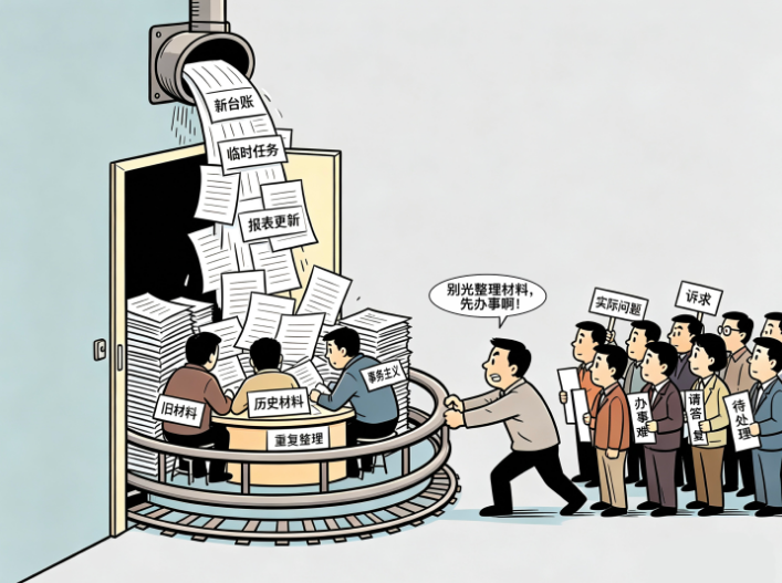 漫评丨别让基层干部困在事务主义“窄门”里
