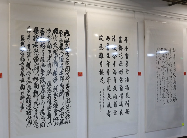 庄国泰参观纪念红军长征胜利90周年全国书法作品展